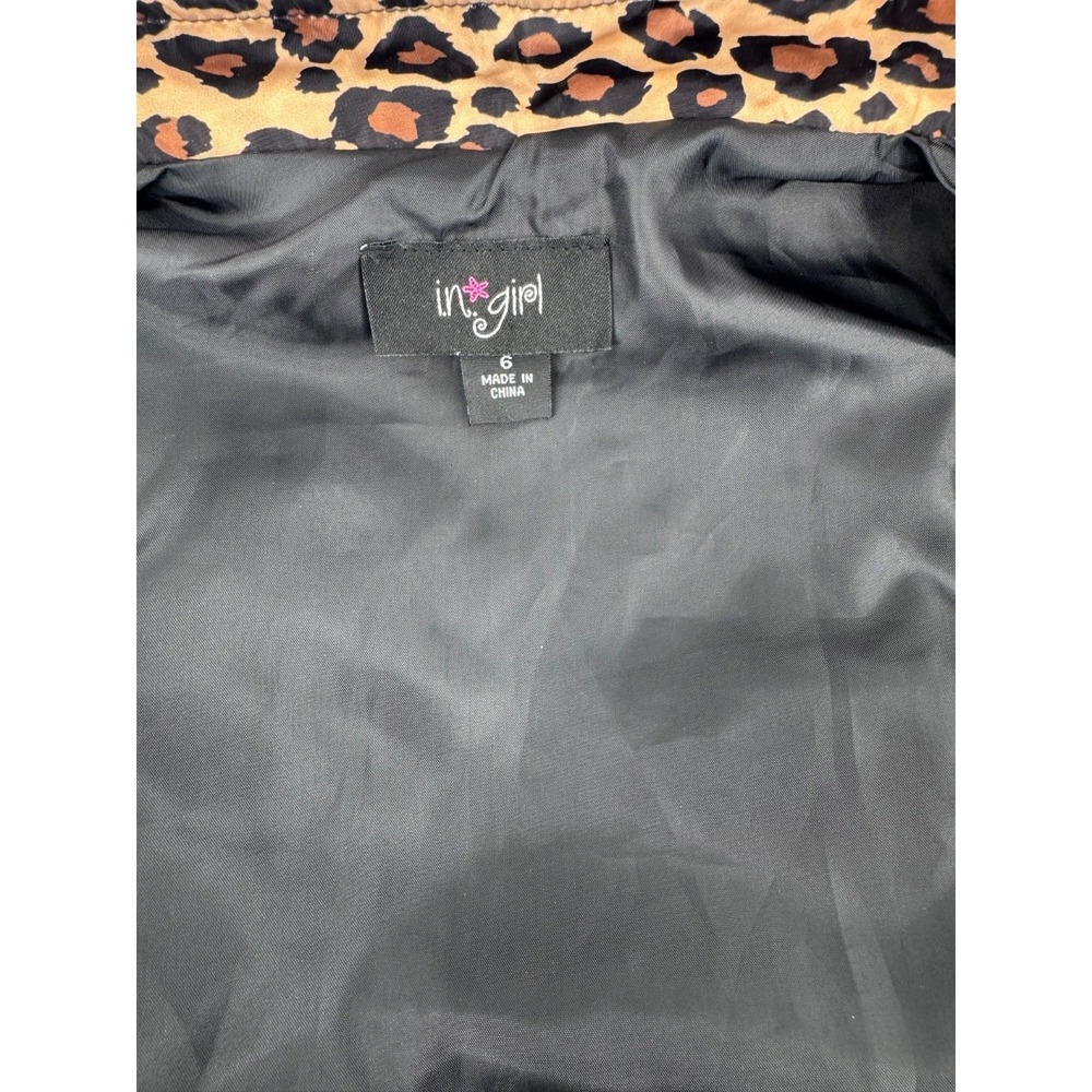 I.N. Girl Leopard Print Quilted Puffer Jacket Vest Size 6 - Picture 3 of 8